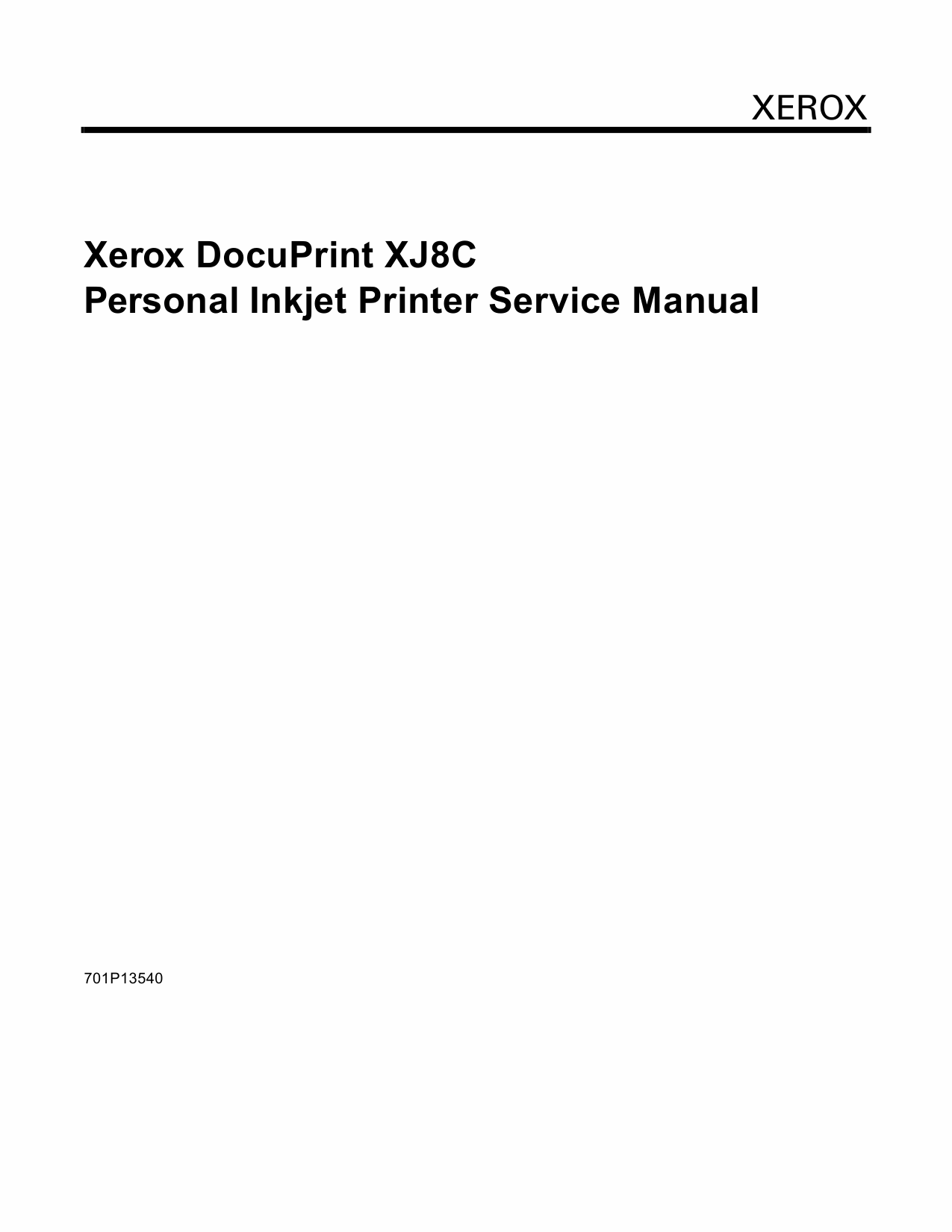 Xerox Printer XJ8C Inkjet Parts List and Service Manual-1